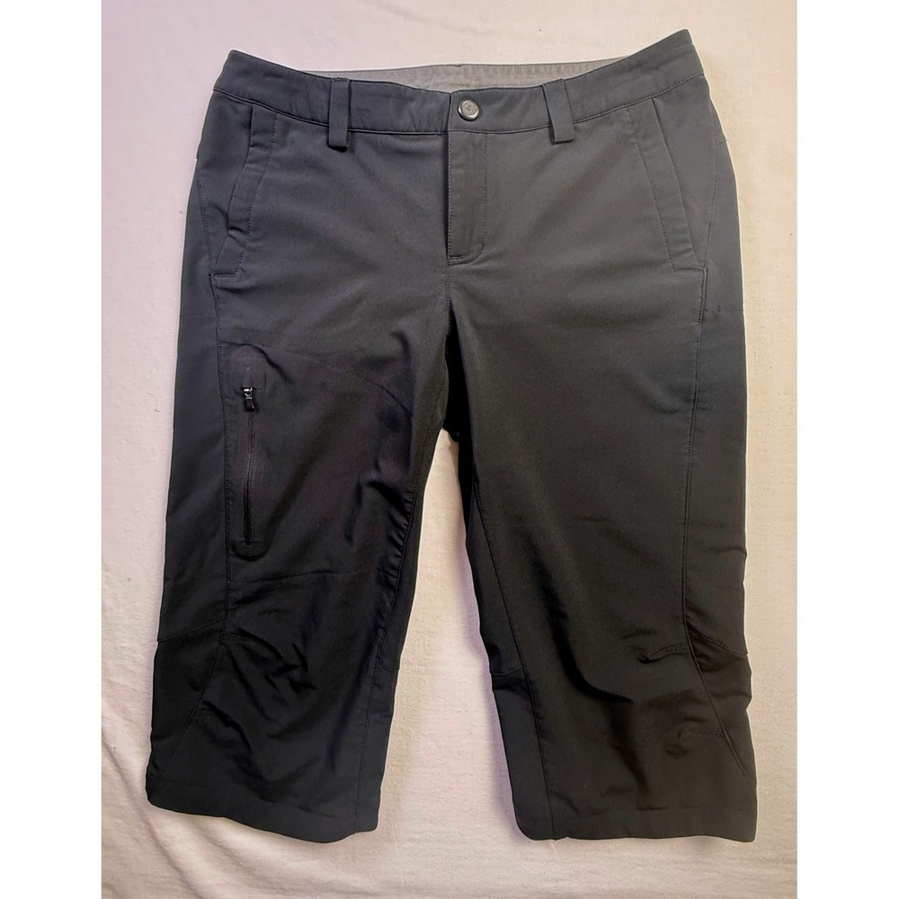 REI Co-op Womens Black Hiking Capri Pants Size 6 Zipper Pockets Stretch-2677
